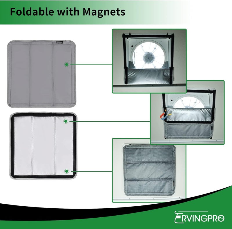 RVINGPRO Foldable RV Vent Shade, 16"x16", Blackout & Reflective, Silver Grey - Image 3